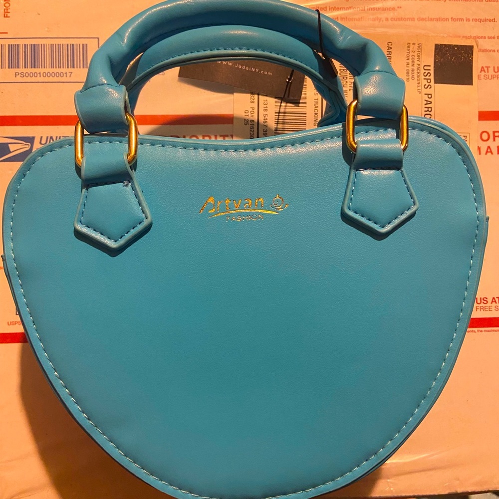 Light blue heart shaped bag